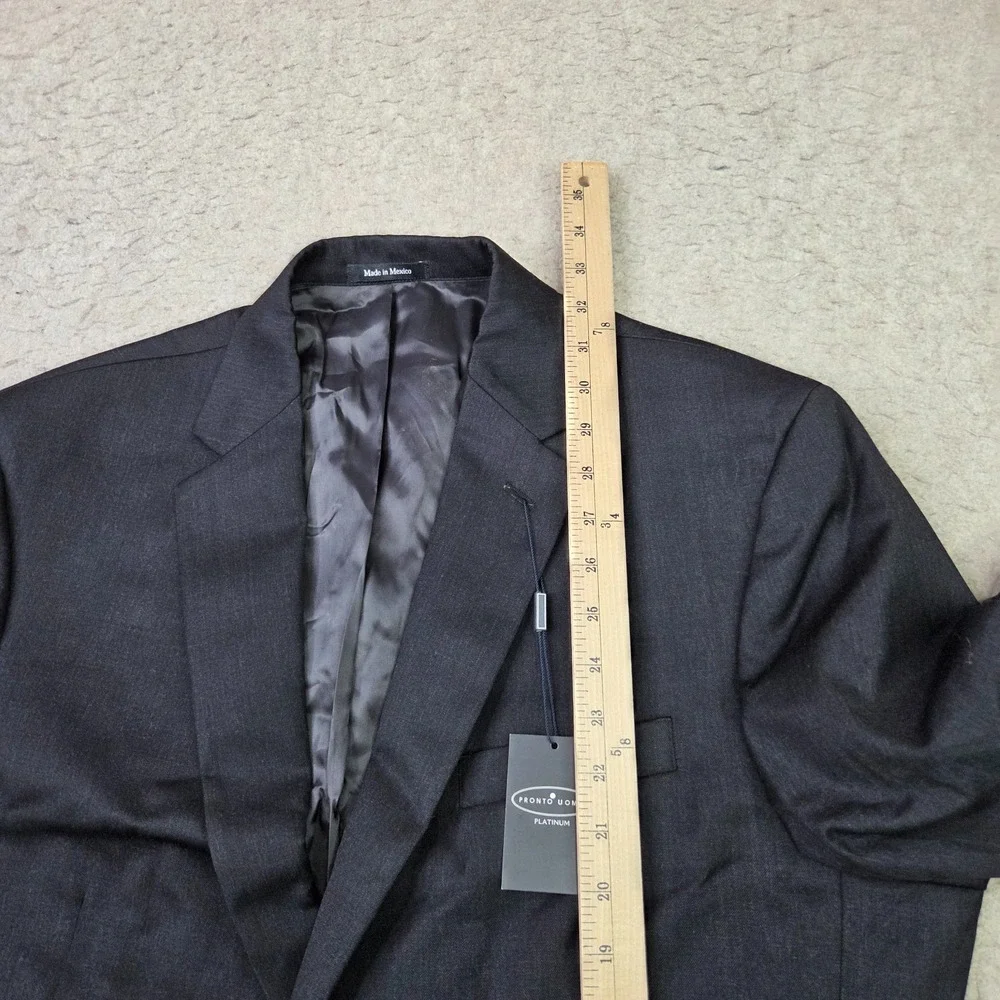 Pronto Uomo Platinum Blazer 100% Wool Mens 44 Long Gray 2 Button Double Vent NEW